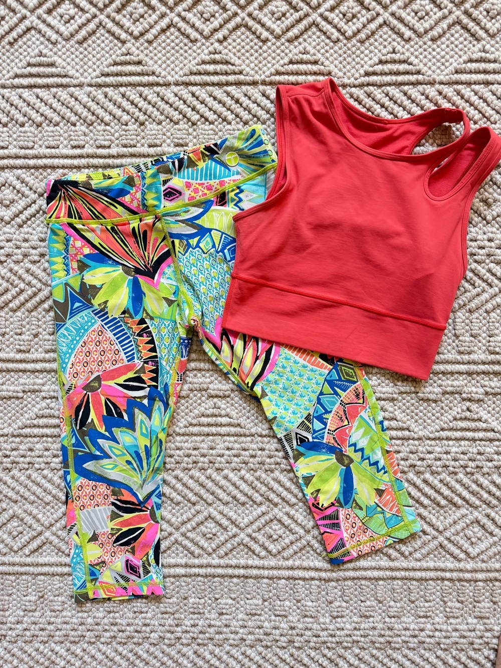 lululemon athletica Cropped Tank Top with Trina Turk leggings
